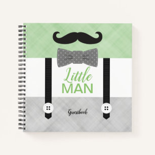 Little Man Green Grey Baby Boy Dusche Gästebuch Notizbuch