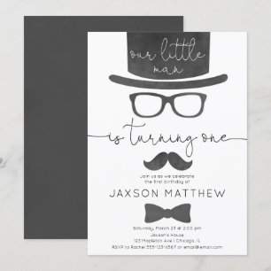 Little Man Junge 1. Geburtstag Party Einladung