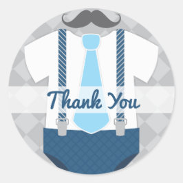 Little Man Krawatte Navy Blue Gray Baby Dusche Runder Aufkleber