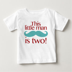 Little Man Mustache 2. Geburtstag Shirt Red & Aqua