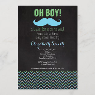 Little Man Mustache Baby Shower Einladung Chalkb