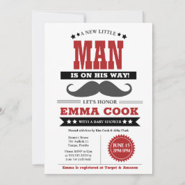 Little Man Mustache Bash Boy Baby Shower Einladung