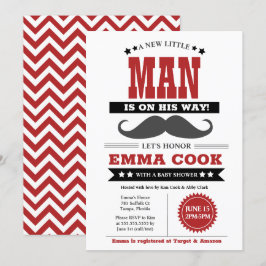 Little Man Mustache Bash Boy Baby Shower Einladung