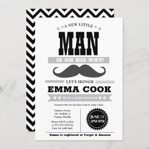 Little Man Mustache Bash Boy Baby Shower Einladung