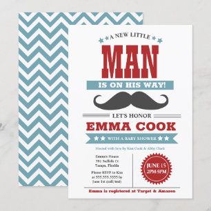 Little Man Mustache Bash Boy Baby Shower Einladung