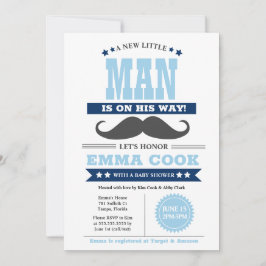 Little Man Mustache Bash Boy Baby Shower Einladung