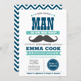 Little Man Mustache Bash Boy Baby Shower Einladung