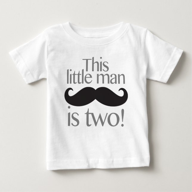Little Man Mustache Geburtstag Shirt Grau & Schwar (Vorderseite)