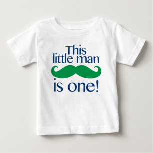 Little Man Mustache Geburtstag Shirt Navy & Green