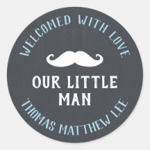 Little Man Mustache New Baby Announction Fevor