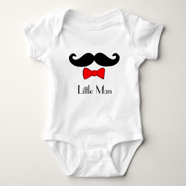 Little Man Mustache und Bowtie Funny Baby Strampler (Vorderseite)