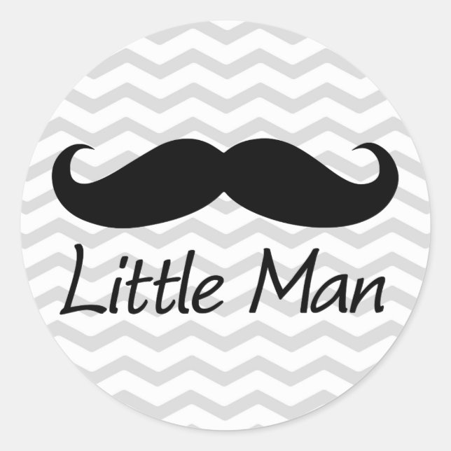Little Man Mustache Zickzack Niedliche Jungs Gefal Runder Aufkleber (Vorderseite)