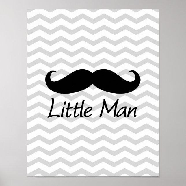 Little Man Mustache Zickzack Niedliche Jungs Poster (Vorne)
