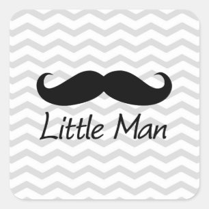 Little Man Mustache Zickzack Niedliche Jungs Quadratischer Aufkleber