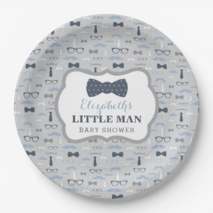 Little Man Paper Plate, Marine, Grau Pappteller