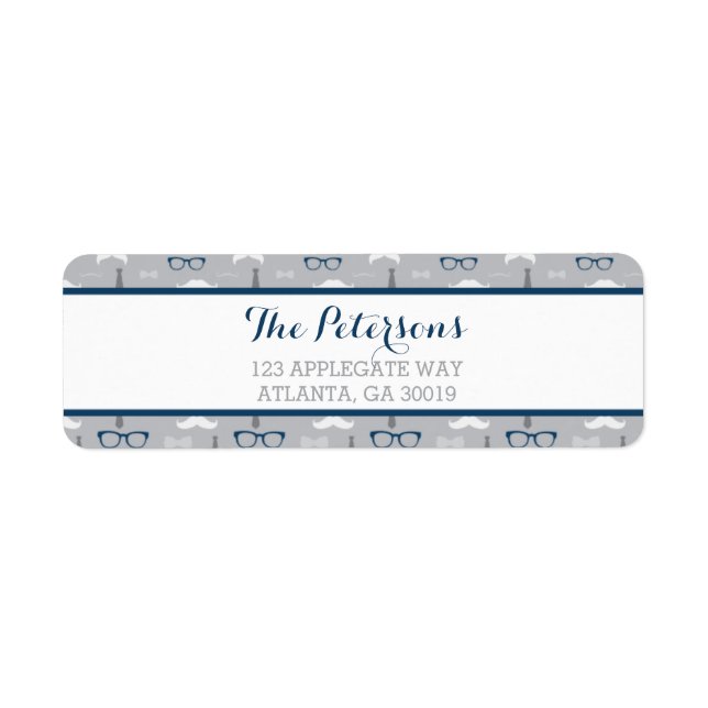 Little Man Return Address Label, Navy Blue, Grau (Vorne)