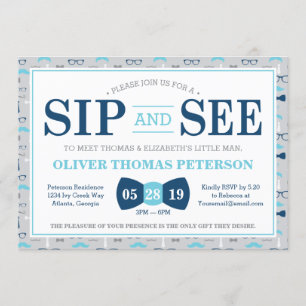 Little Man Sip and See Baby Shower Einladung