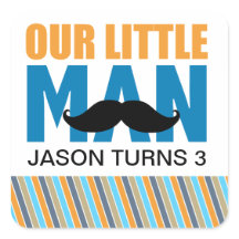 Little Man Square Sticker Labels