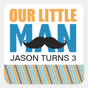 Little Man Square Sticker Labels
