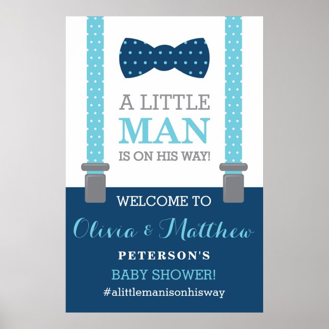 Little Man Welcome Sign Poster, Baby Dusche Poster (Vorne)
