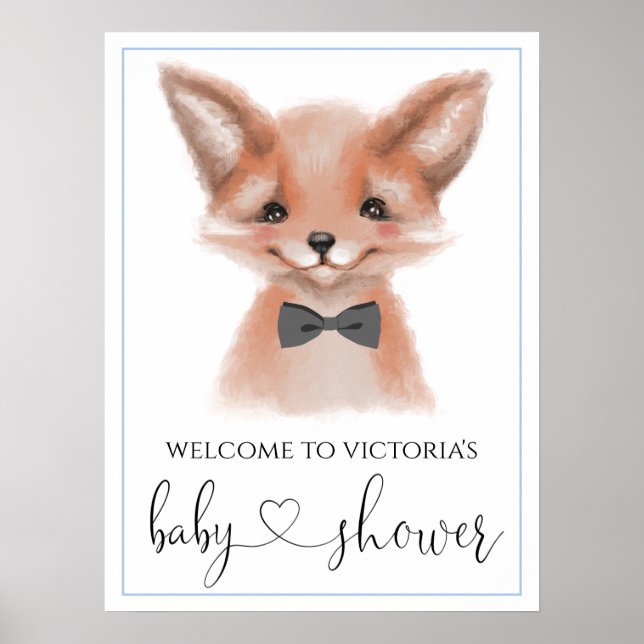 Little Man Woodland Fox Boy Baby Duschsignaturen Poster (Vorne)