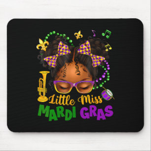 Little Mardi Gras Afro Messy Bun Girls Kinder N Mousepad