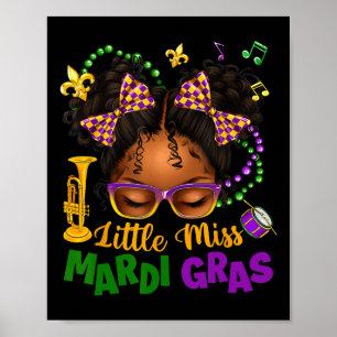 Little Mardi Gras Afro Messy Bun Girls Kinder N Poster