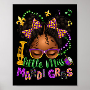 Little Mardi Gras Afro Messy Bun Girls Kinder N Poster