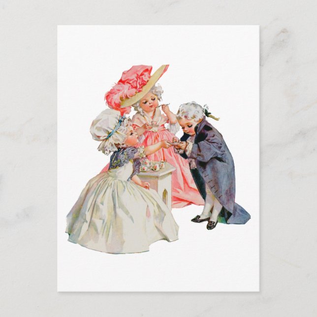 Little Martha Washingtons Tea-Party Postkarte (Vorderseite)