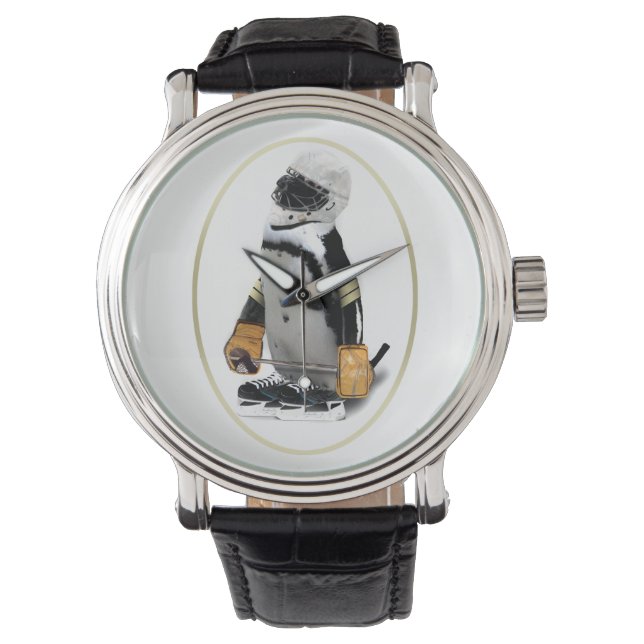 Little Mascot Hockey Player Penguin Armbanduhr (Vorderseite)