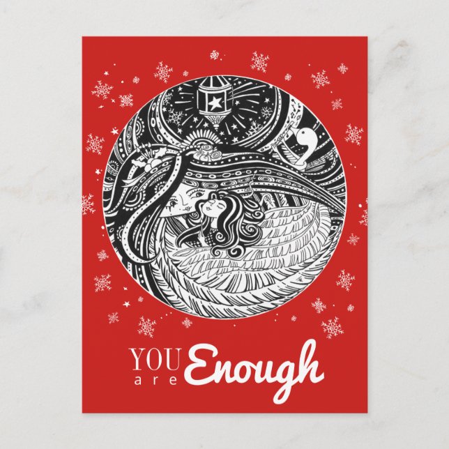 Little Match Girl Angel Red Postcard Postkarte (Vorderseite)