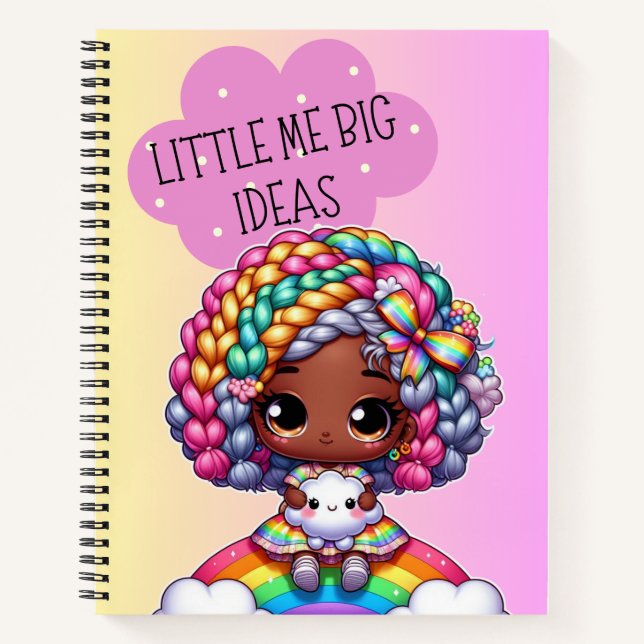 Little Me Big Ideas - Niedlicher Chibi Girl Pink Notizbuch (Vorderseite)