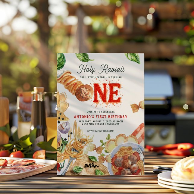 Little Meatball | Holy Ravioli First Birthday Einladung (Von Creator hochgeladen)