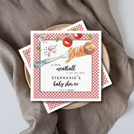 Little Meatball Is On The Way Italian Baby Shower Serviette