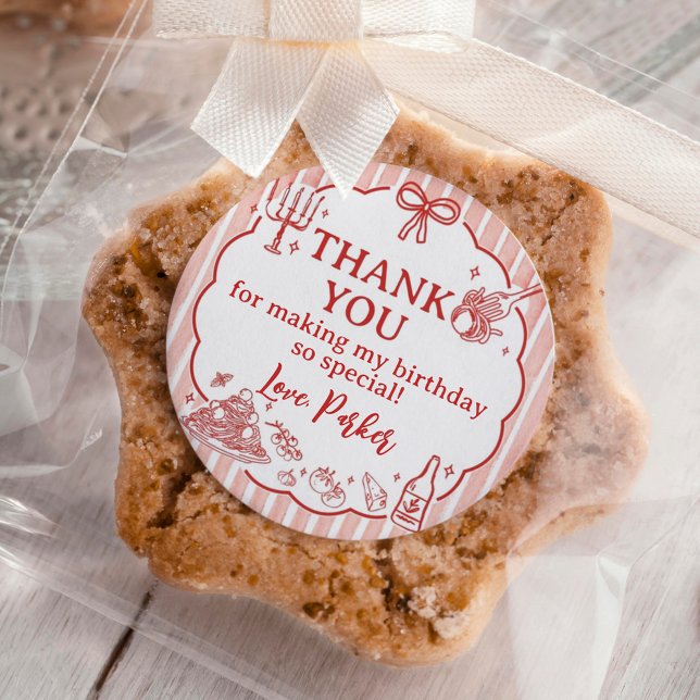 Little Meatball Italian Birthday Party Runder Aufkleber (Von Creator hochgeladen)