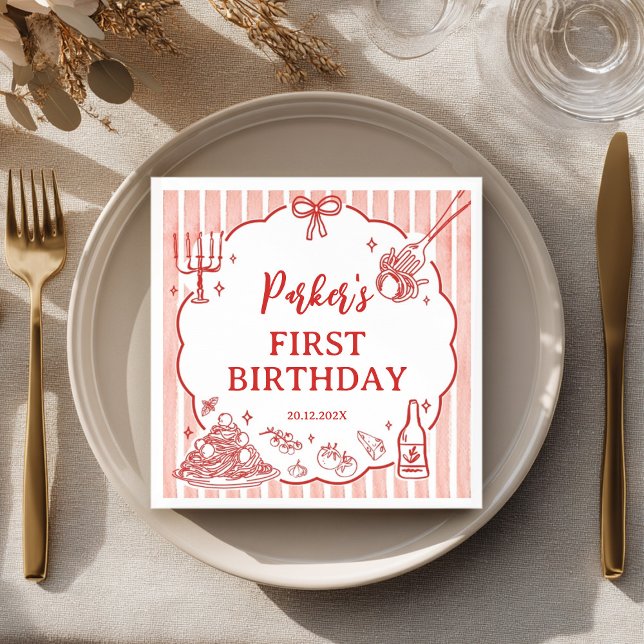 Little Meatball Italian Pasta Birthday Party Serviette (Von Creator hochgeladen)