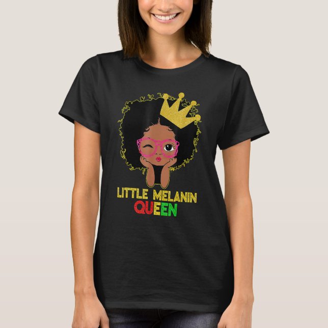 Little Melanin Queen Cute Kids Girls Black History T-Shirt (Vorderseite)