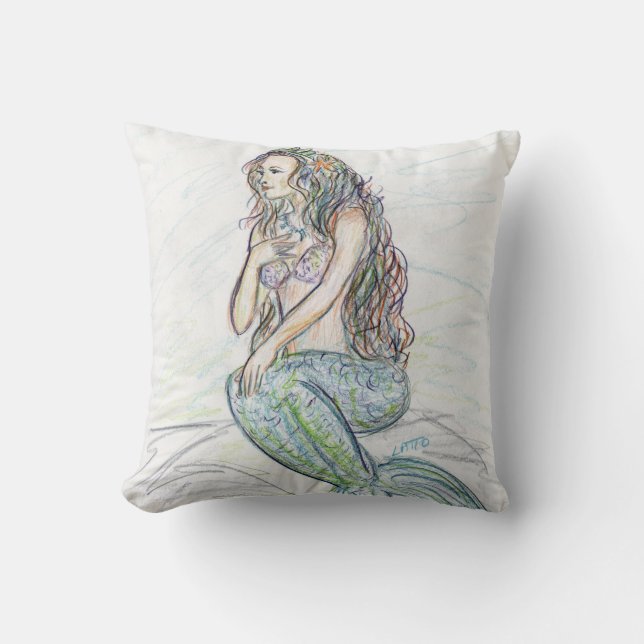 Little Mermaid Art Throw Kissen (Vorderseite)