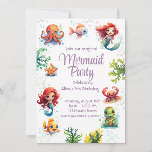 Little Mermaid Birthday Invitation Party Einladung