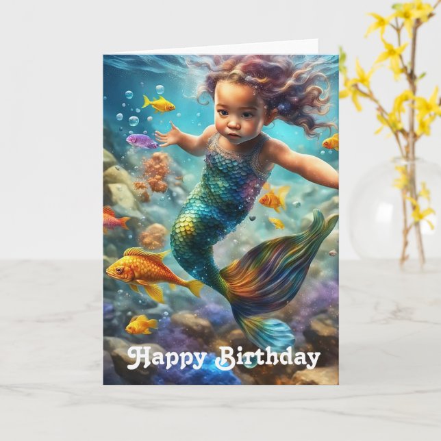 Little Mermaid Birthday Karte (Gelbe Blume)