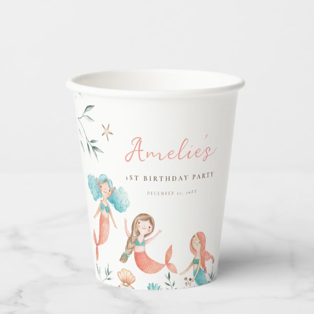 Little Mermaid Birthday Pappbecher (Vorderseite)