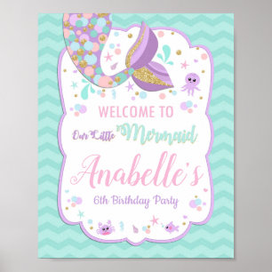 Little Mermaid Birthday Party Welcome Sign Poster