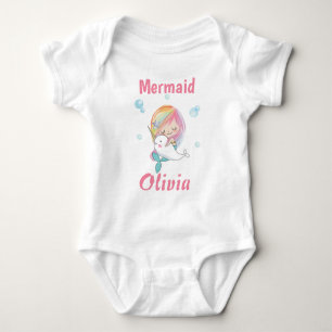 Little mermaid Body Suite Narwhal und Meerjungfrau Baby Strampler