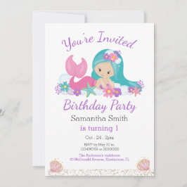 Little Mermaid Glitzer Birthday Party Einladung