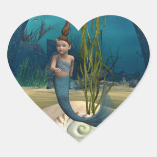 Little Mermaid Herz-Aufkleber