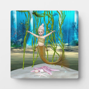 Little Mermaid Niedlich Fantasy Girl, Blue Ocean Fotoplatte