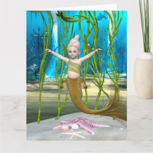 Little Mermaid Niedlich Fantasy Girl, Blue Ocean Karte