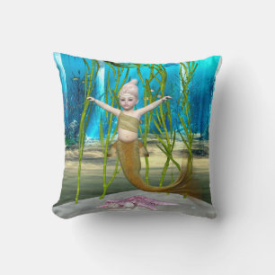 Little Mermaid Niedlich Fantasy Girl, Blue Ocean Kissen