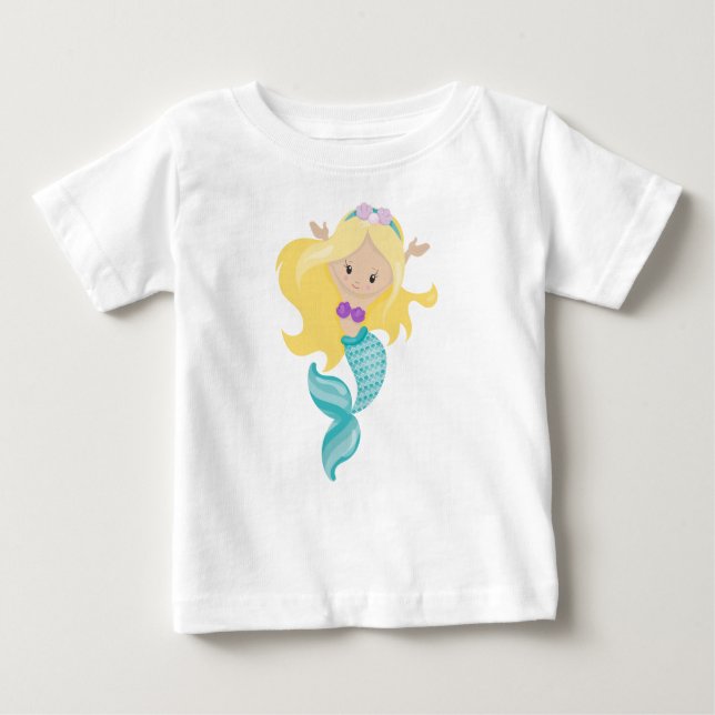 Little Mermaid, Niedliche Meerjungfrau, Blonde Hai Baby T-shirt (Vorderseite)