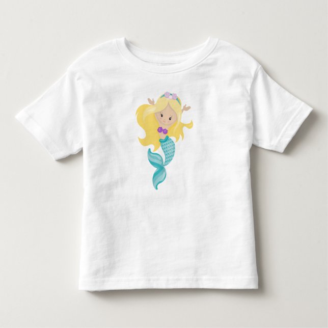 Little Mermaid, Niedliche Meerjungfrau, Blonde Hai Kleinkind T-shirt (Vorderseite)